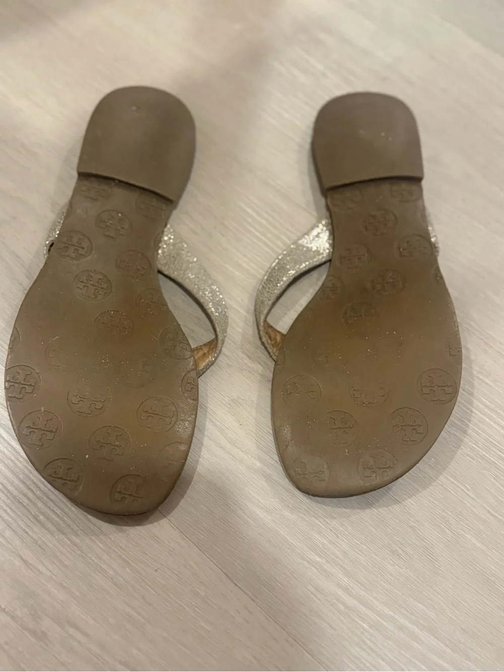 Tory Burch Gold Metallic Logo Thong Sandals